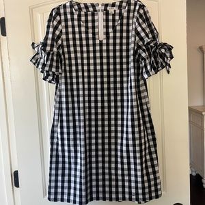 J Crew Factory Black and White Gingham Shift Dress